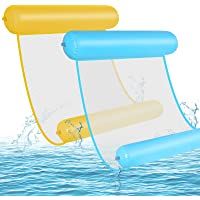 GOLDGE 2pcs Hamaca Flotante Piscina- Hamaca de Agua- 4 En 1 Tumbona Hinchable Colchoneta Hinchable Plegable Flotador…